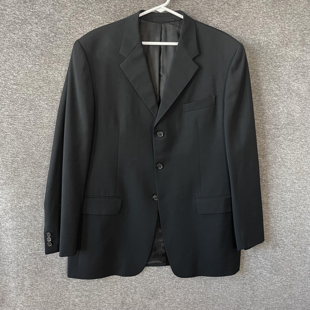 Prada Suit Jacket‎ Mens 54 (US 44) Black Virgin Wool 3 Button Sport Coat Italy